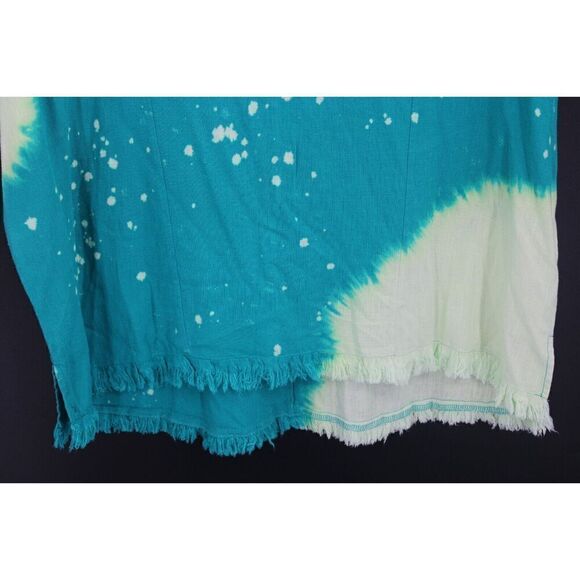 Umgee Green Bleached Raw Hem Size Medium Short Sleeve NWT - Picture 3 of 7